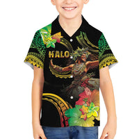 Halo Vanuatu Family Matching Tank Maxi Dress and Hawaiian Shirt Beautiful Woman Dancing LT05 Son's Shirt Black - Polynesian Pride