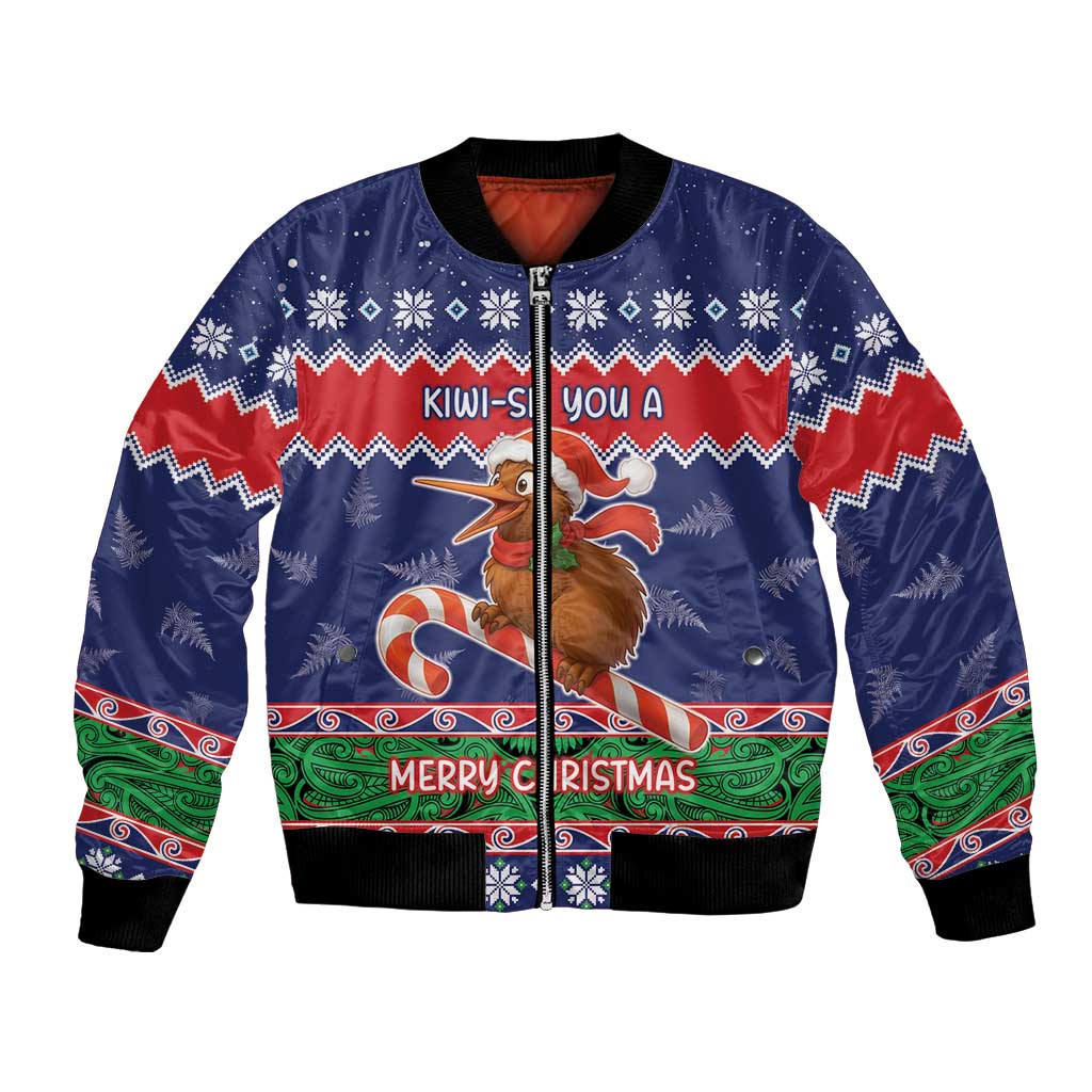 New Zealand Christmas Bomber Jacket Kiwi-sh You A Merry Christmas - Polynesian Pride