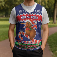 New Zealand Christmas Knitted V-Neck Vest Kiwi-sh You A Merry Christmas - Polynesian Pride