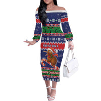 New Zealand Christmas Off The Shoulder Long Sleeve Dress Kiwi-sh You A Merry Christmas - Polynesian Pride