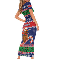 New Zealand Christmas Short Sleeve Bodycon Dress Kiwi-sh You A Merry Christmas - Polynesian Pride