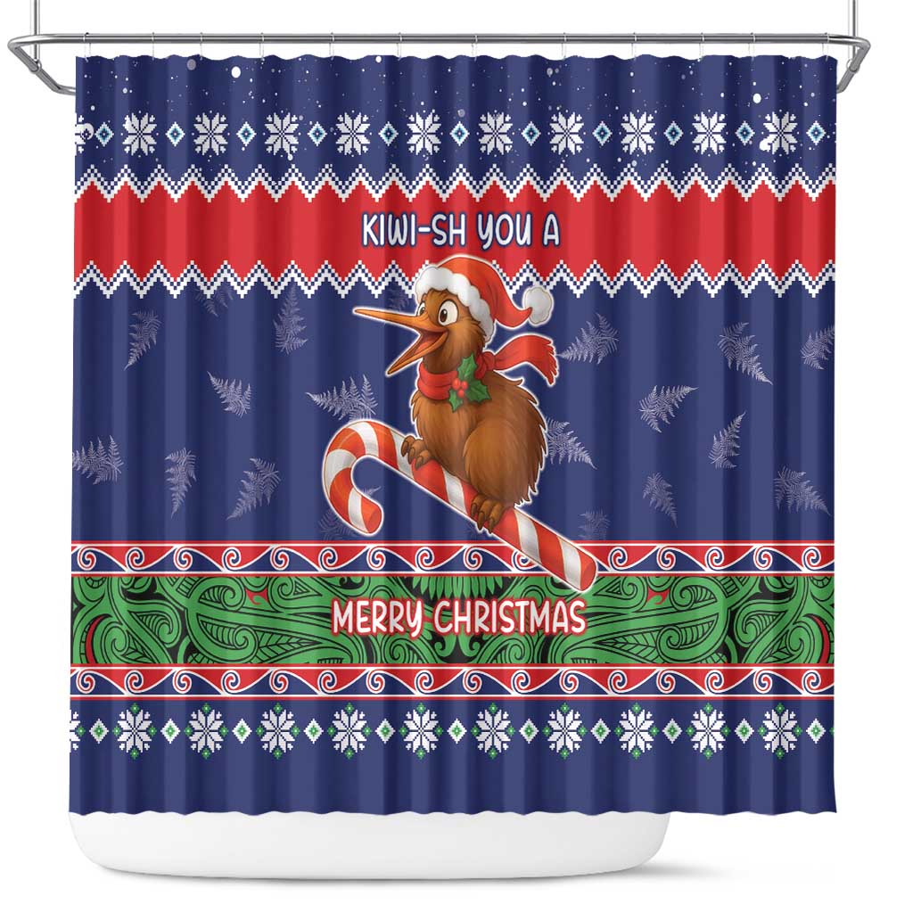 New Zealand Christmas Shower Curtain Kiwi-sh You A Merry Christmas - Polynesian Pride