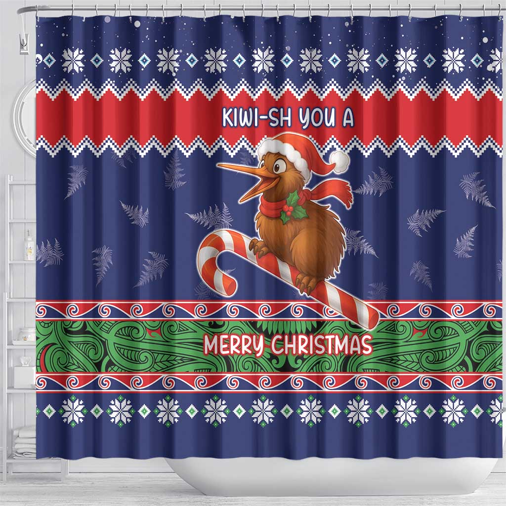 New Zealand Christmas Shower Curtain Kiwi-sh You A Merry Christmas - Polynesian Pride