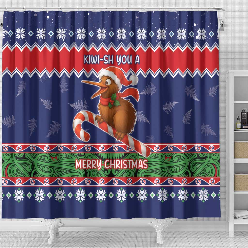 New Zealand Christmas Shower Curtain Kiwi-sh You A Merry Christmas - Polynesian Pride