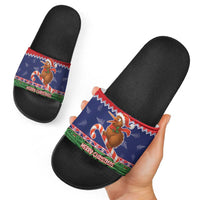 New Zealand Christmas Slide Sandals Kiwi-sh You A Merry Christmas - Polynesian Pride