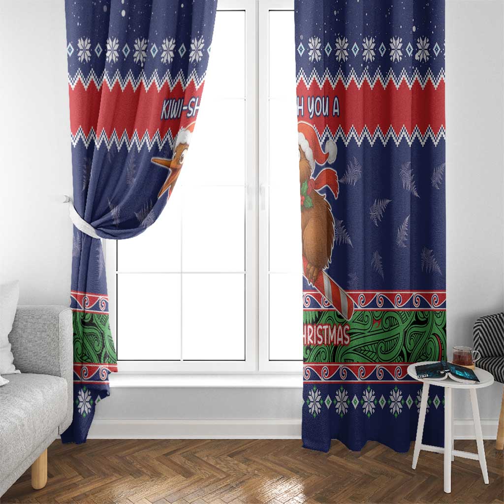 New Zealand Christmas Window Curtain Kiwi-sh You A Merry Christmas - Polynesian Pride