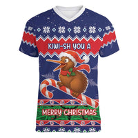 New Zealand Christmas Women V-Neck T-Shirt Kiwi-sh You A Merry Christmas - Polynesian Pride