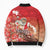 Hawaii Funny Christmas Bomber Puffer Jacket Santa Surfing With Tapa Pattern - Polynesian Pride