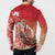 Hawaii Funny Christmas Button Sweatshirt Santa Surfing With Tapa Pattern - Polynesian Pride