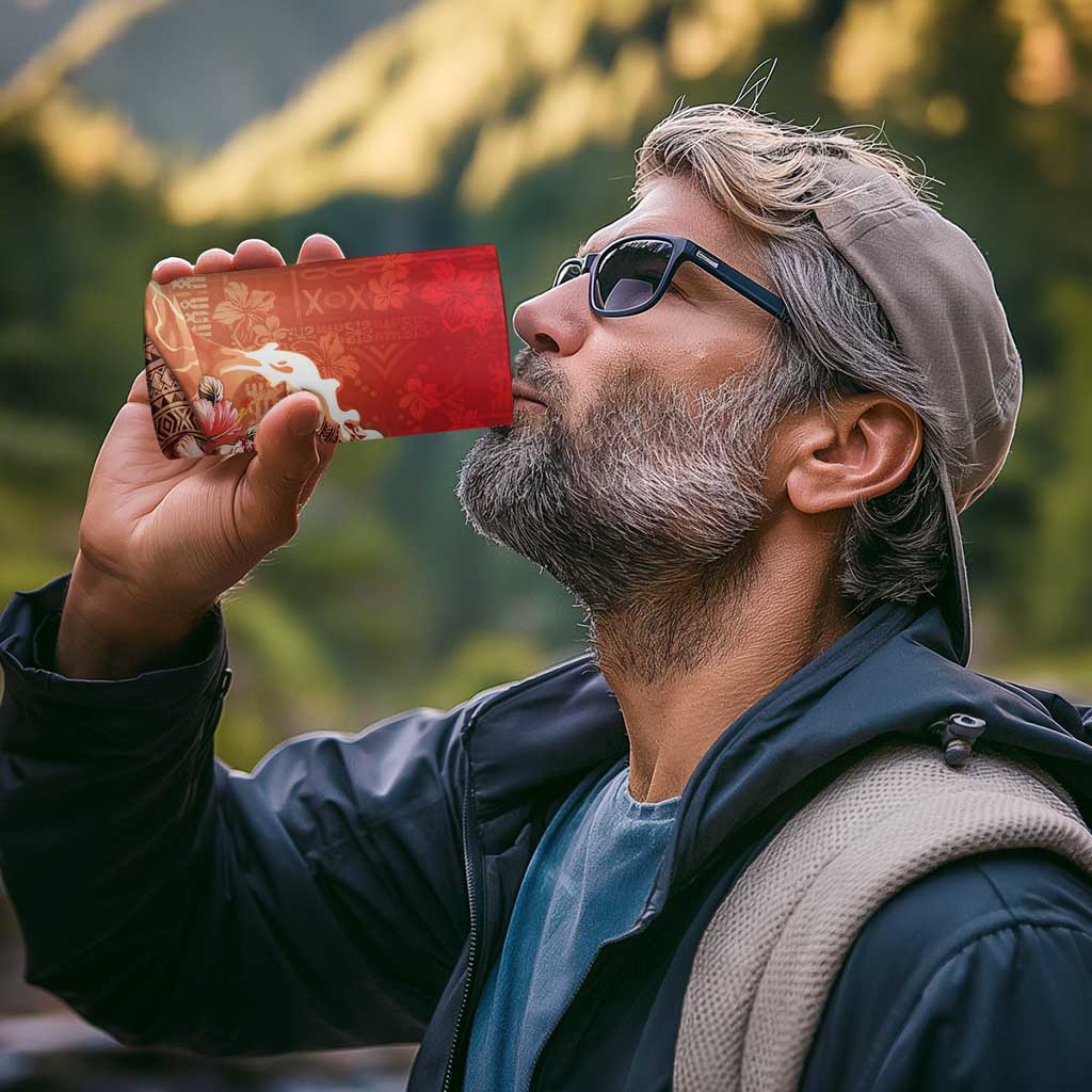 Hawaii Funny Christmas 4 in 1 Can Cooler Tumbler Santa Surfing With Tapa Pattern - Polynesian Pride