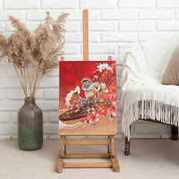 Hawaii Funny Christmas Canvas Wall Art Santa Surfing With Tapa Pattern - Polynesian Pride