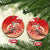 Hawaii Funny Christmas Ceramic Ornament Santa Surfing With Tapa Pattern - Polynesian Pride