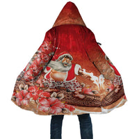 Hawaii Funny Christmas Cloak Santa Surfing With Tapa Pattern - Polynesian Pride