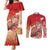 Hawaii Funny Christmas Couples Matching Mermaid Dress and Long Sleeve Button Shirt Santa Surfing With Tapa Pattern - Polynesian Pride