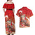 Hawaii Funny Christmas Couples Matching Off Shoulder Maxi Dress and Hawaiian Shirt Santa Surfing With Tapa Pattern - Polynesian Pride