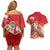 Hawaii Funny Christmas Couples Matching Off Shoulder Short Dress and Hawaiian Shirt Santa Surfing With Tapa Pattern - Polynesian Pride