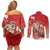 Hawaii Funny Christmas Couples Matching Off Shoulder Short Dress and Long Sleeve Button Shirt Santa Surfing With Tapa Pattern - Polynesian Pride
