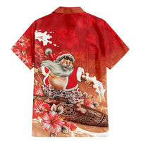 Hawaii Funny Christmas Family Matching Mermaid Dress and Hawaiian Shirt Santa Surfing With Tapa Pattern - Polynesian Pride