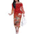 Hawaii Funny Christmas Family Matching Off The Shoulder Long Sleeve Dress and Hawaiian Shirt Santa Surfing With Tapa Pattern - Polynesian Pride