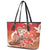 Hawaii Funny Christmas Leather Tote Bag Santa Surfing With Tapa Pattern - Polynesian Pride