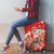 Hawaii Funny Christmas Luggage Cover Santa Surfing With Tapa Pattern - Polynesian Pride