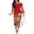 Hawaii Funny Christmas Off The Shoulder Long Sleeve Dress Santa Surfing With Tapa Pattern - Polynesian Pride