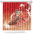 Hawaii Funny Christmas Shower Curtain Santa Surfing With Tapa Pattern - Polynesian Pride