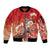 Hawaii Funny Christmas Sleeve Zip Bomber Jacket Santa Surfing With Tapa Pattern - Polynesian Pride