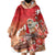 Hawaii Funny Christmas Wearable Blanket Hoodie Santa Surfing With Tapa Pattern - Polynesian Pride