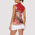 Hawaii Funny Christmas Women Sleeveless Polo Shirt Santa Surfing With Tapa Pattern - Polynesian Pride