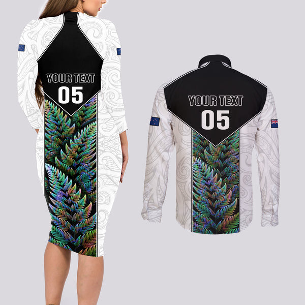 Custom Fiji Rugby Couples Matching Long Sleeve Bodycon Dress and Long Sleeve Button Shirts Come On Fijian Tapa Pattern LT01