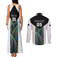 Custom New Zealand Fern Rugby Couples Matching Tank Maxi Dress and Long Sleeve Button Shirt World Cup 2023 Paua Shell Maori Pattern LT05 - Polynesian Pride