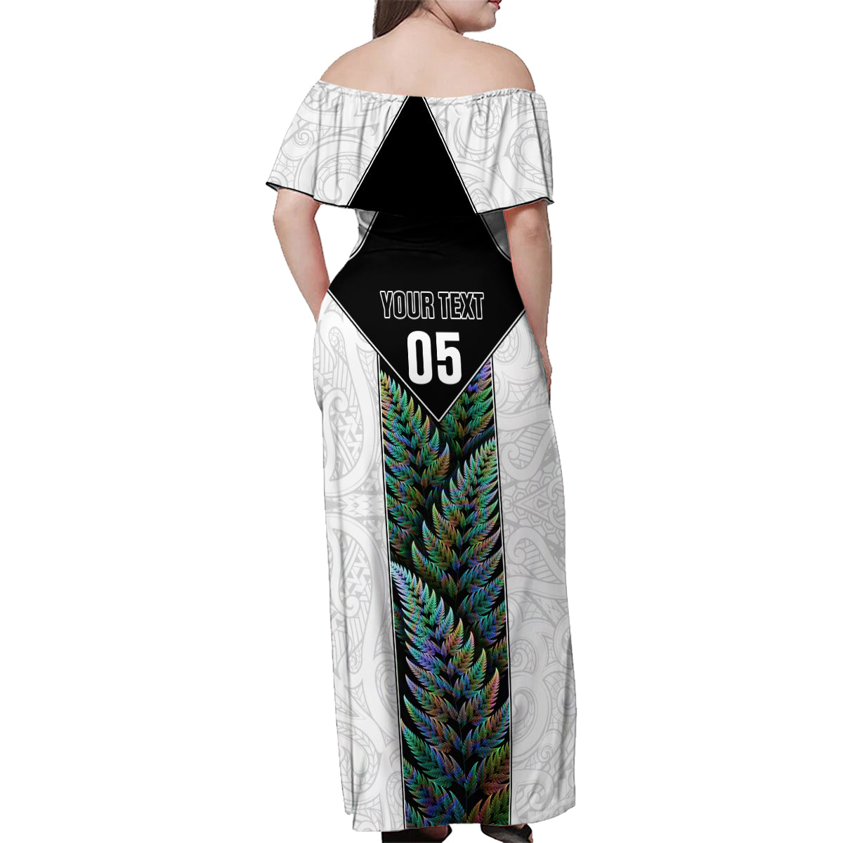 Custom New Zealand Fern Rugby Family Matching Off Shoulder Maxi Dress and Hawaiian Shirt World Cup 2023 Paua Shell Maori Pattern LT05 - Polynesian Pride