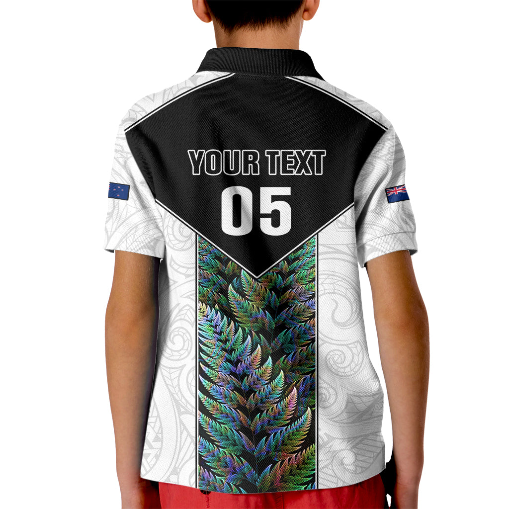 Custom New Zealand Fern Rugby Kid Polo Shirt World Cup 2023 Paua Shell Maori Pattern LT05 - Polynesian Pride