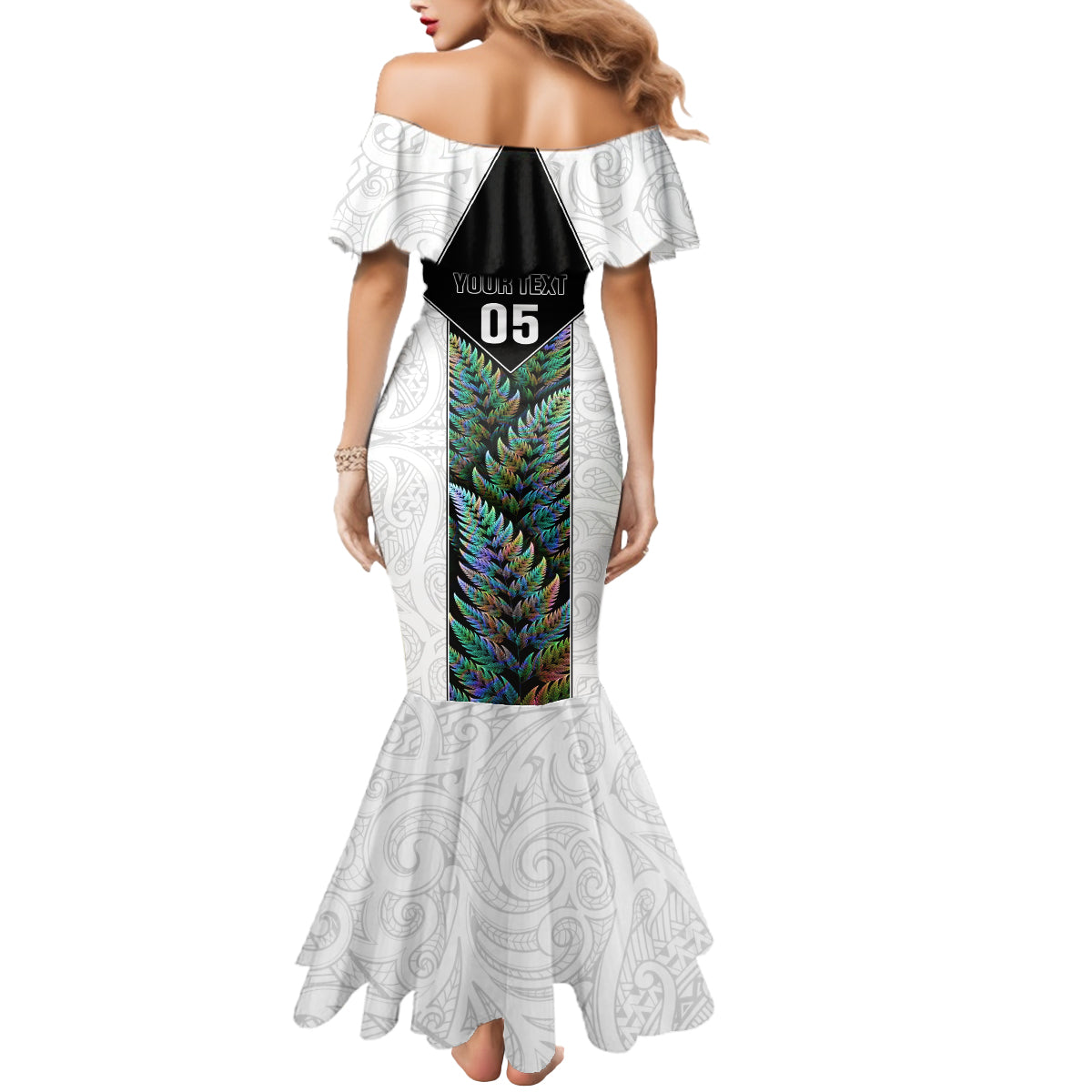Custom New Zealand Fern Rugby Mermaid Dress World Cup 2023 Paua Shell Maori Pattern LT05 - Polynesian Pride