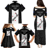 Custom New Zealand Player Rugby Family Matching Puletasi Dress and Hawaiian Shirt World Cup 2023 Maori Pattern LT05 - Polynesian Pride
