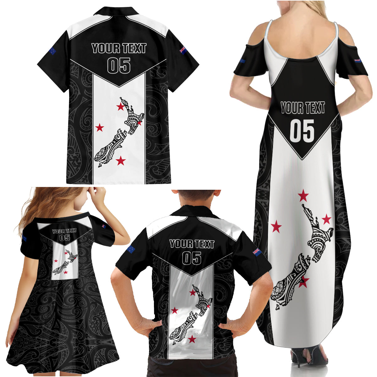 Custom New Zealand Player Rugby Family Matching Summer Maxi Dress and Hawaiian Shirt World Cup 2023 Maori Pattern LT05 - Polynesian Pride