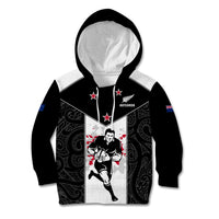 Custom New Zealand Player Rugby Kid Hoodie World Cup 2023 Maori Pattern LT05 Black - Polynesian Pride