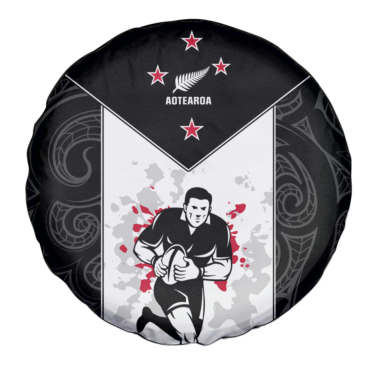 New Zealand Player Rugby Spare Tire Cover World Cup 2023 Maori Pattern LT05 - Polynesian Pride