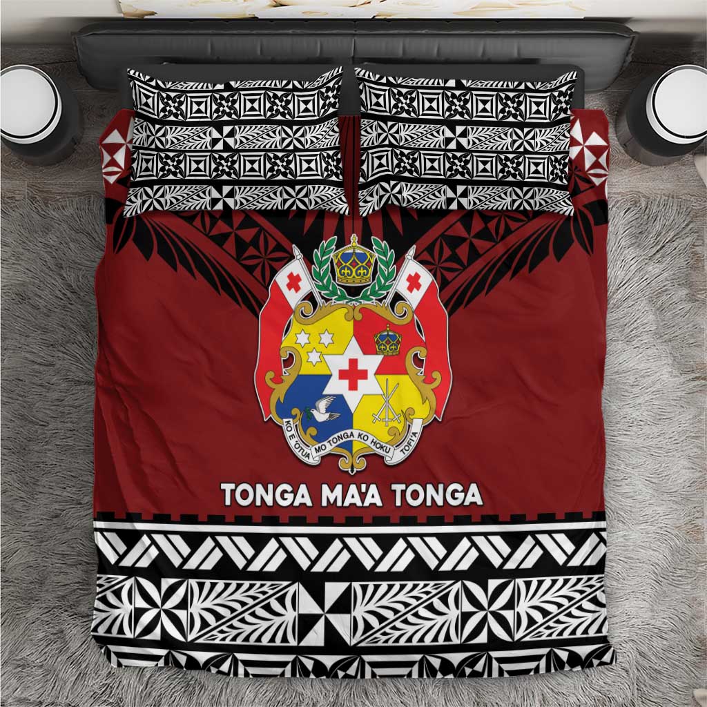 Tonga Constitution Day Bedding Set Tongan Kupesi Ngatu Pattern LT05 Red - Polynesian Pride