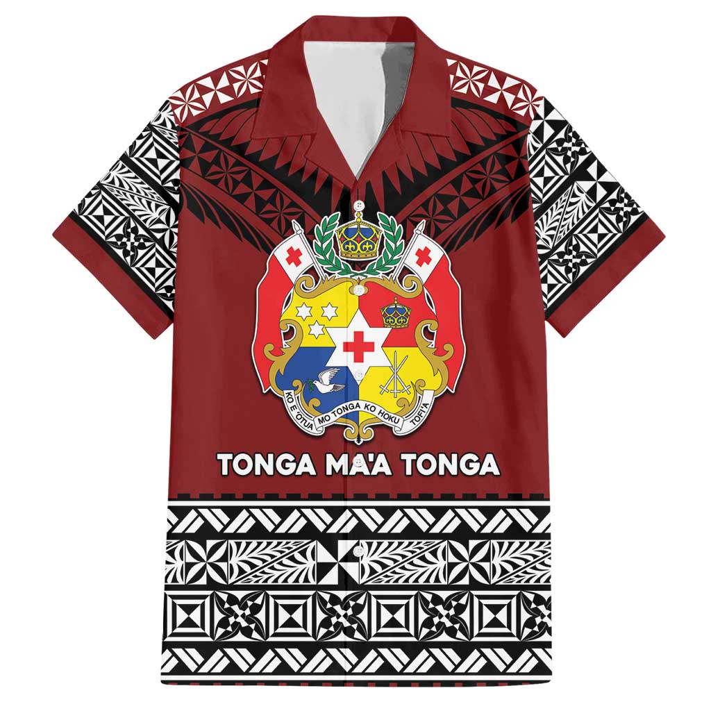 Personalised Tonga Constitution Day Family Matching Short Sleeve Bodycon Dress and Hawaiian Shirt Tongan Kupesi Ngatu Pattern