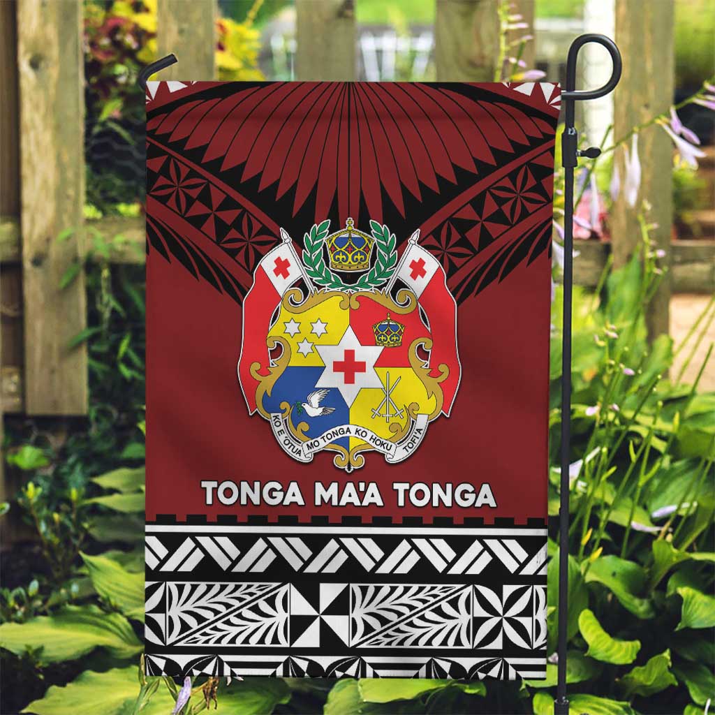 Tonga Constitution Day Garden Flag Tongan Kupesi Ngatu Pattern LT05 Garden Flag Red - Polynesian Pride
