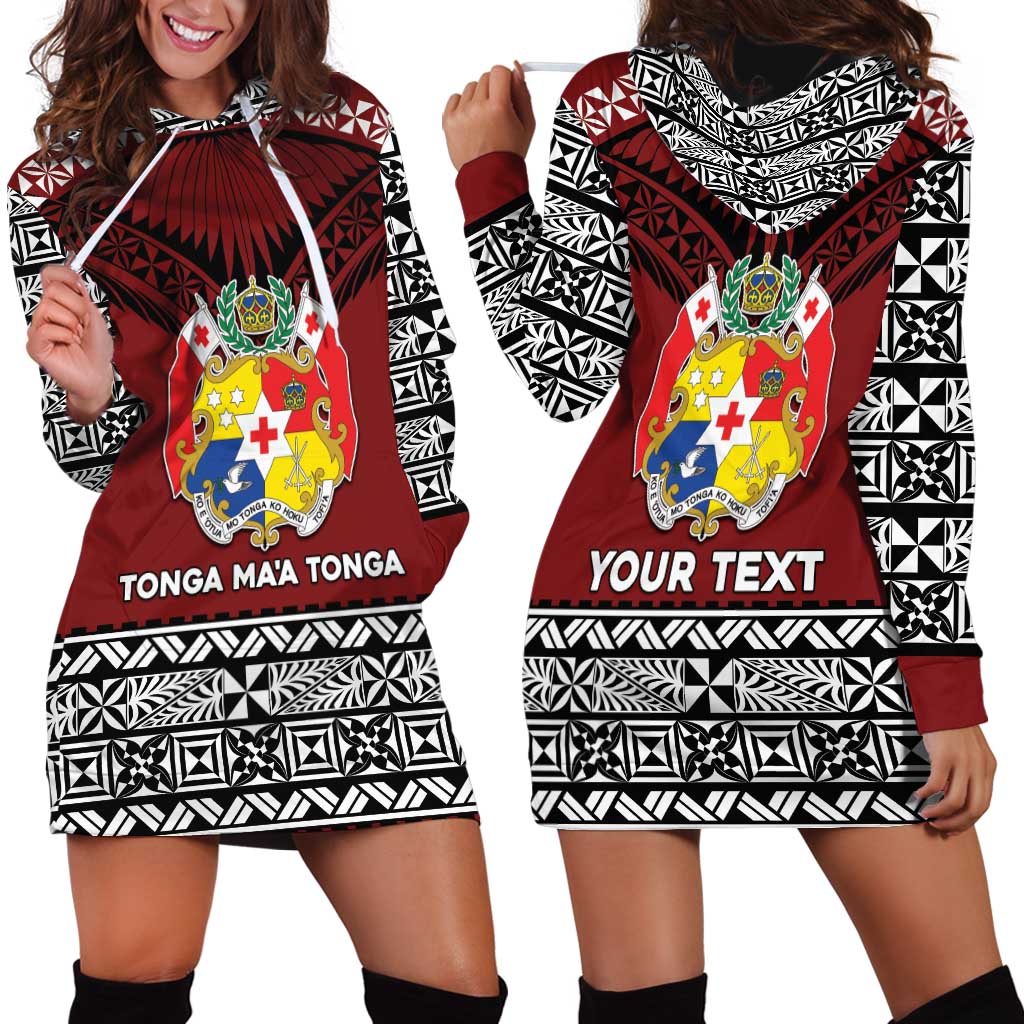 Personalised Tonga Constitution Day Hoodie Dress Tongan Kupesi Ngatu Pattern