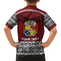 Personalised Tonga Constitution Day Kid Hawaiian Shirt Tongan Kupesi Ngatu Pattern