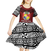Personalised Tonga Constitution Day Kid Short Sleeve Dress Tongan Kupesi Ngatu Pattern