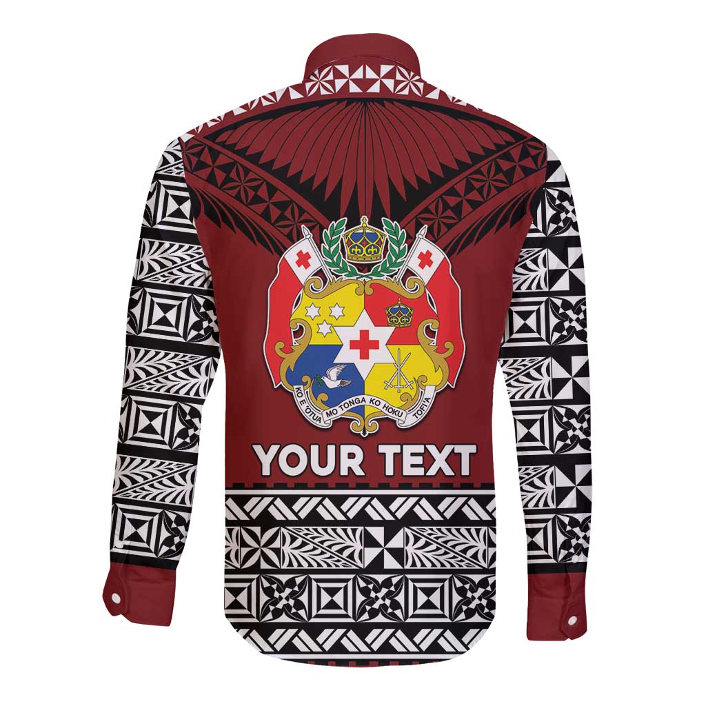 Personalised Tonga Constitution Day Long Sleeve Button Shirt Tongan Kupesi Ngatu Pattern