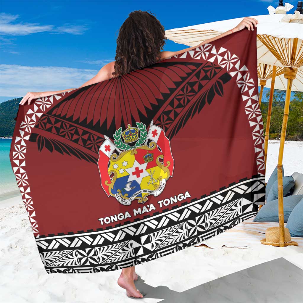 Tonga Constitution Day Sarong Tongan Kupesi Ngatu Pattern LT05 One Size 44 x 66 inches Red - Polynesian Pride