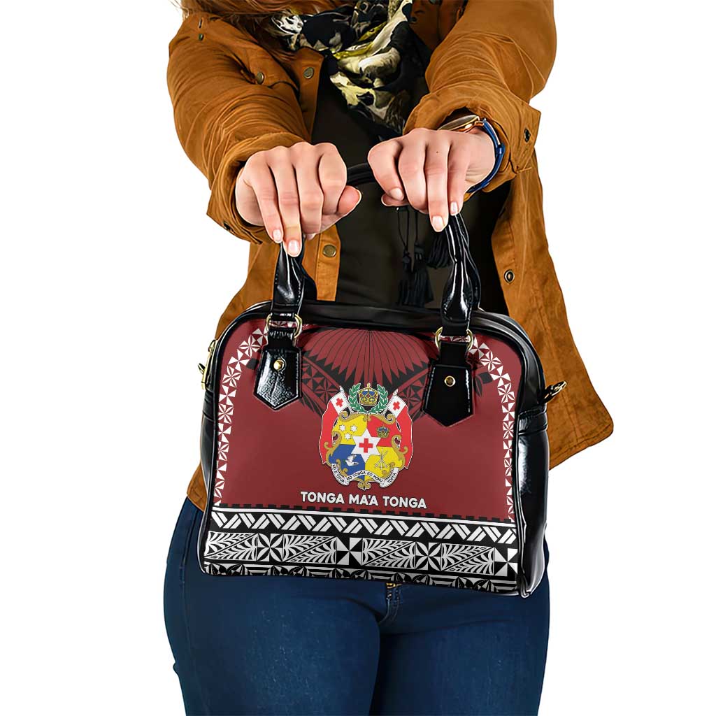 Tonga Constitution Day Shoulder Handbag Tongan Kupesi Ngatu Pattern LT05 One Size Red - Polynesian Pride