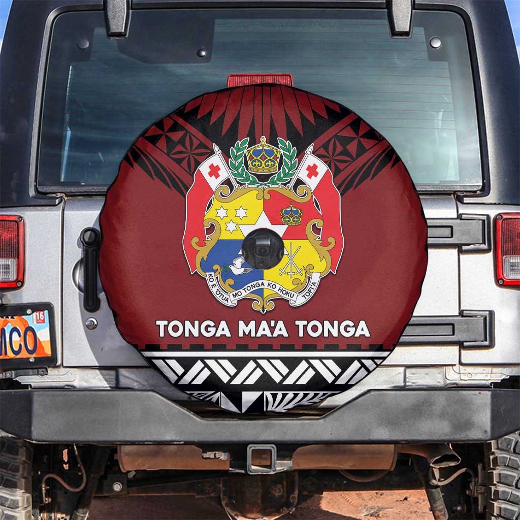 Tonga Constitution Day Spare Tire Cover Tongan Kupesi Ngatu Pattern LT05 Red - Polynesian Pride
