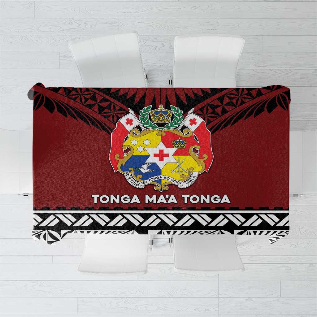 Tonga Constitution Day Tablecloth Tongan Kupesi Ngatu Pattern LT05 Red - Polynesian Pride